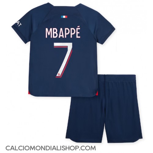 Maglie da calcio Paris Saint-Germain Kylian Mbappe #7 Prima Maglia Bambino 2023-24 Manica Corta (+ Pantaloni corti)